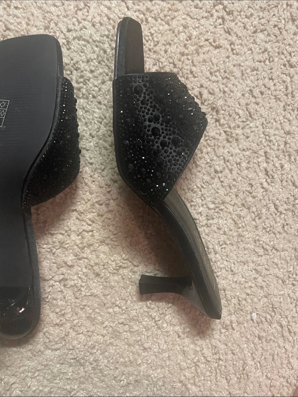Nicole Miller Black Embellished Kitten Heels